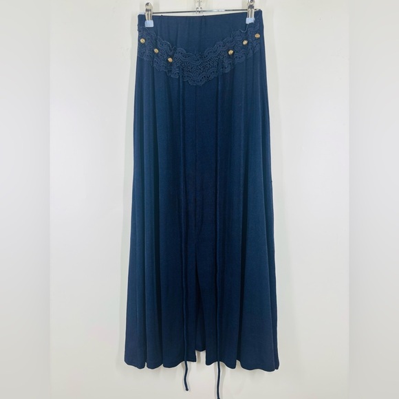 Vintage Diamonds Y2K Witchy Beaded Navy Blue Maxi Skirt Medium Stretchy Waist - Picture 1 of 4